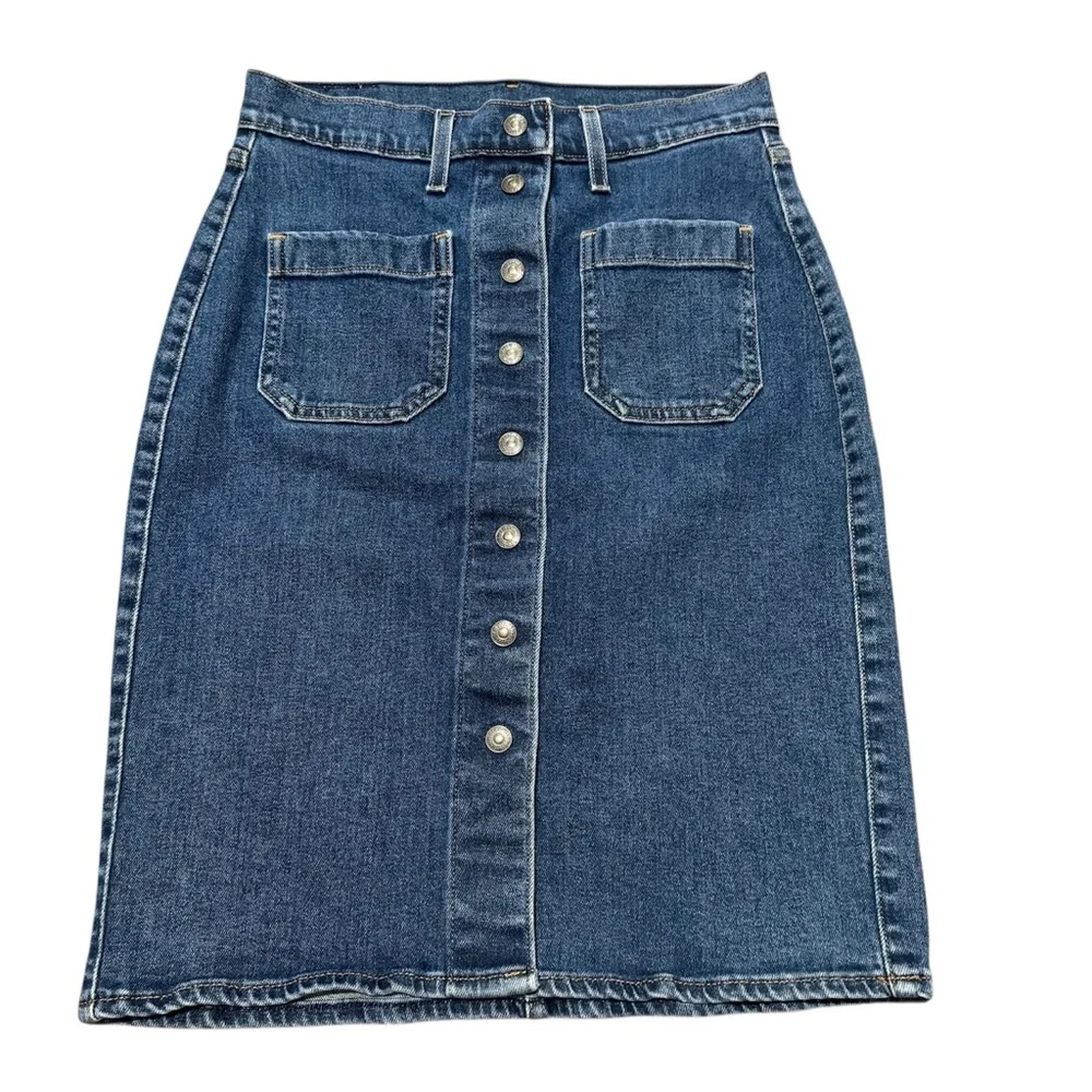 Levi's Denim Jean Skirt Women's Size 25 A-Line Button Up Front Knee Length